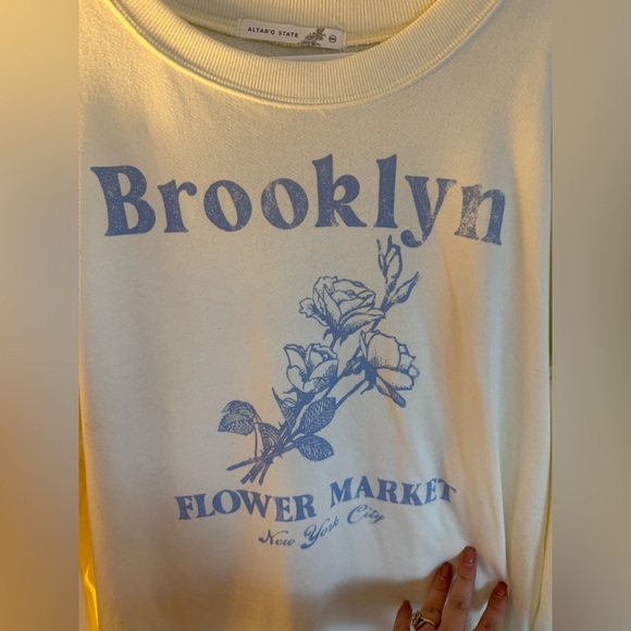 Altar'd State Cream Ribbed Sweatshirt - Picture 3 of 5